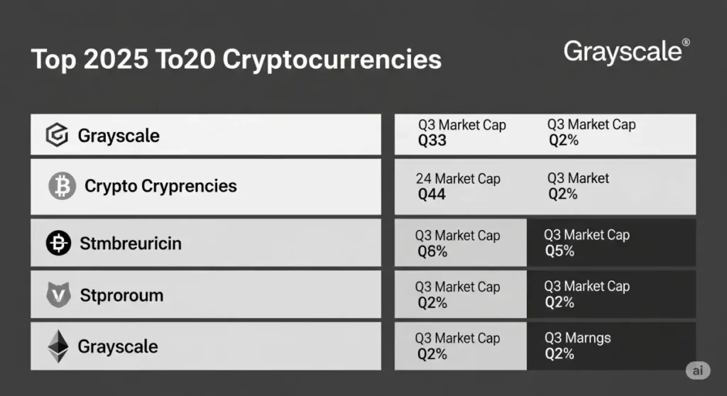 Grayscale's Q3 2025 Top 20 cryptocurrencies